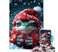 Puzzle per ragazzi da 1000 pezzi con una simpatica rana in maglione rosso lavorato a maglia gioco rilassante gioco intellettuale regalo di compleanno un'opera d'arte (dimensioni 50x75cm)