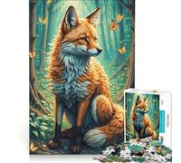 Puzzle per ragazzi da 1000 pezzi con una volpe e farfalle, gioco impossibile, sfida difficile, compleanno e altre occasioni 38x52cm