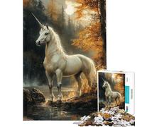 Puzzle per ragazzi da 1000 pezzi con unicorno bianco nella foresta Puzzle per adulti gioco pratico di analisi e logica ideale come regalo di compleanno o per occasioni speciali (dimensioni 38x52cm)