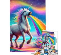 Puzzle per ragazzi da 1000 pezzi con unicorno che vomita arcobaleno difficile e stimolante regalo di compleanno gioco educativo per maggiori di 14 anni (38x52cm)