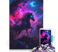 Puzzle per ragazzi da 1000 pezzi con unicorno nero nella nebulosa, gioco per famiglie, attività divertenti da fare a casa, per rafforzare l'amore tra le coppie 50x75cm