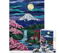 Puzzle per ragazzi da 1000 pezzi con vetrata artistica raffigurante il Monte Fuji giapponese gioco per famiglie sfida impegnativa giocattolo decorativo per la casa interazione genitore-figlio