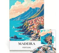 Puzzle per ragazzi da 1000 pezzi con villaggi sulle scogliere di Madeira, gioco educativo, migliora la memoria, regalo di compleanno, regalo 38x52cm