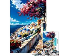 Puzzle per ragazzi da 1000 pezzi con villaggio di un'isola greca giocattolo fai-da-te per la decorazione della casa ideale come regalo per tutta la famiglia (dimensioni 38x52cm)
