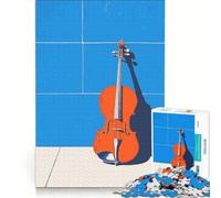 Puzzle per ragazzi da 1000 pezzi con violino su tessere blu gioco divertente allena la mente e la mano adatto come decorazione da scrivania 38x26cm