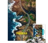 Puzzle per ragazzi da 1000 pezzi con vista aerea della costa delle Hawaii Puzzle stradali per adulti: giochi divertenti gara di velocità manuale interazione genitore-figlio (dimensioni 38x52cm)