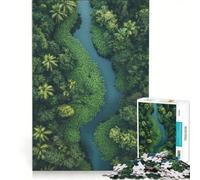 Puzzle per ragazzi da 1000 pezzi con vista aerea di un fiume in una foresta lussureggiante, gioco rompicapo, interazione genitore-figlio, regalo di compleanno, regalo 50x75cm