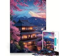 Puzzle per ragazzi da 1000 pezzi con vista del tempio in fiore di ciliegio Bordo perfettoGioco divertente per stimolare la mente e creare un'atmosfera accoglienteDecorazione natalizia artistica