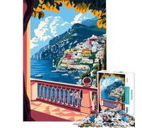 Puzzle per ragazzi da 1000 pezzi con vista sulla costa mediterranea di Amalfi Italia Giocattolo educativo per l'apprendimento gioco pratico di analisi e logica Idee regalo (Dimensioni 38x26cm)