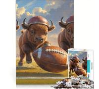 Puzzle per ragazzi da 1000 pezzi con vitelli di bisonte e football americano old school, gioco per famiglie, attività divertenti da fare a casa, per rafforzare l'amore tra le coppie 50x75cm