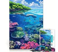 Puzzle per ragazzi da 1000 pezzi con vivace illustrazione dell'ecosistema della barriera corallina, ritaglio preciso, decorazione creativa e divertente, gioco di pace, pezzo d'arte natalizio (38x26cm)