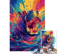 Puzzle per ragazzi da 1000 pezzi con vivace motivo ippopotamo Puzzle per adulti ideale per passare il tempo in casa una sfida educativa e divertente per tutta la famiglia 50x75cm