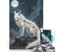 Puzzle per ragazzi da 1000 pezzi con volpe bianca e simboli mistici gioco educativo migliora la memoria gioco stimolante idea regalo 50x75cm