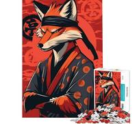Puzzle per ragazzi da 1000 pezzi con volpe e kimono sfida di analisi e logica gioco educativo per ragazzi dai 14 anni in su (38x52cm)