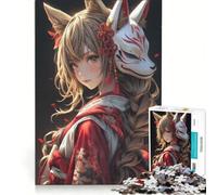 Puzzle per ragazzi da 1000 pezzi con volpe kawaii e ragazza samurai giochi per famiglie decorazione perfetta collezione d'artista belle arti 38x52cm