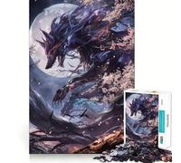 Puzzle per ragazzi da 1000 pezzi con volpe Kitsune nera,disegno dai bordi precisi,gioco di concentrazione,regalo,gioco rilassante,scena natalizia 38x52cm