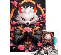 Puzzle per ragazzi da 1000 pezzi con volpe samurai e fiori di ciliegio gioco interattivo regalo di compleanno o per tutta la famiglia (dimensioni 50x75cm)