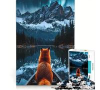 Puzzle per ragazzi da 1000 pezzi con volpe sotto l'aurora boreale, gioco pratico per tutta la famiglia, ideale come regalo per tutta la famiglia 50x75cm