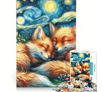 Puzzle per ragazzi da 1000 pezzi con volpi accoglienti sotto le stelle, gioco rilassante, decorazione da parete, regalo per amici e familiari 50x75cm