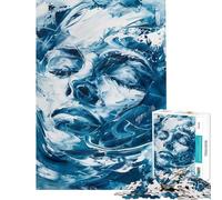 Puzzle per ragazzi da 1000 pezzi con volti astratti blu e bianchi Gioco pratico per adolescenti ideale per passare il tempo in casa (dimensioni 38x52cm)