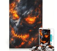 Puzzle per ragazzi da 1000 pezzi con volto di demone infuocato, gioco educativo, decorazione perfetta, lista dei desideri con Babbo Natale 38x26cm