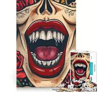 Puzzle per ragazzi da 1000 pezzi con zanne di vampiro in primo piano, gioco rilassante, attività divertenti da fare a casa, gioco dal design accattivante 38x52cm