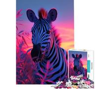 Puzzle per ragazzi da 1000 pezzi con zebra e tramonto gioco per famiglie giocattolo avvincente per coltivare la pazienza ottimo regalo migliora la memoria (dimensioni 50x75cm)