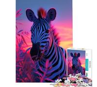Puzzle per ragazzi da 1000 pezzi con zebra e tramonto gioco rilassante giocattolo avvincente per coltivare la pazienza regalo di compleanno per divertimento in famiglia (dimensioni 38x52cm)