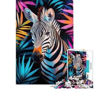 Puzzle per ragazzi da 1000 pezzi con zebra nella vegetazione tropicale Attività divertenti da fare a casa migliora la memoria gioco pratico per ragazzi dai 14 anni in su (38x26cm)