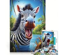 Puzzle per ragazzi da 1000 pezzi con zebra tema "Happy Safari Day" gioco interattivo attività per famiglie ottimo regalo per gli appassionati di videogiochi 50x75cm