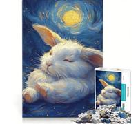 Puzzle per ragazzi da 1000 pezzi: Coniglietto addormentato sotto un cielo stellato gioco pratico per tutta la famiglia ideale come regalo per tutta la famiglia 50x75cm