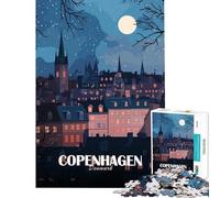 Puzzle per ragazzi da 1000 pezzi Copenaghen Danimarca di notte giocattolo educativo gioco per tutta la famiglia regalo per donne e uomini (dimensioni 38x26cm)