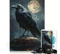 Puzzle per ragazzi da 1000 pezzi,corvo nero e luna piena,grafica di alta qualità,gioco per la concentrazione,divertimento per il tempo libero,regalo di Natale 38x26cm