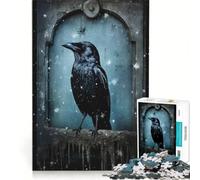 Puzzle per ragazzi da 1000 pezzi: Corvo seduto su una lapide gioco educativo difficile collezione d'artista belle arti 38x52cm
