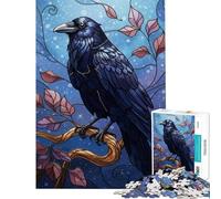 Puzzle per ragazzi da 1000 pezzi corvo su ramo arte digitale sfida educativa taglio di precisione gioco pratico per ragazzi dai 14 anni in su del puzzle 38x52cm