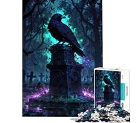Puzzle per ragazzi da 1000 pezzi Corvo sulla lapide Custode di antiche tombe Attività divertenti da fare a casa migliora la memoria gioco pratico per ragazzi dai 14 anni in su (38x26cm)