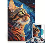 Puzzle per ragazzi da 1000 pezzi "Cosmic Cat Dreams", giochi educativi, attività divertenti da fare a casa, ideale come regalo 38x26cm