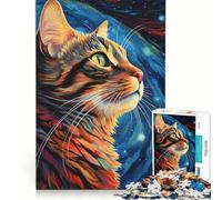 Puzzle per ragazzi da 1000 pezzi "Cosmic Cat Dreams", gioco interattivo, migliora la memoria, regalo per amici e familiari 50x75cm
