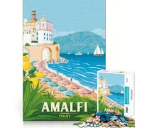 Puzzle per ragazzi da 1000 pezzi,Costiera Amalfitana,Italia,Atrani,con giunti lisci,divertente,gioco stimolante per la mente,rilassante,regalo di compleanno (50x75cm)