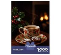 Puzzle Per Ragazzi Da 1000 Pezzi Cozy Coffee And Cookies by Fireplace Puzzle Per Adulti Gioco Pratico Per Divertimento in Famiglia Attività Divertenti A Casa, 38x26cm/1000pcs