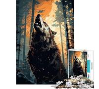 Puzzle per ragazzi da 1000 pezzi Crepuscolo Foresta Lupo Ululante Aiuta ad allenare la mente Difficile Gioco per famiglie Adatto a persone dai 14 anni in su (38x26cm)