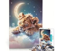 Puzzle per ragazzi da 1000 pezzi: Cucciolo di leone addormentato tra le nuvole gioco pratico per divertimento in famiglia ideale come regalo per tutta la famiglia 38x26cm