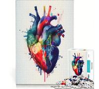 Puzzle per ragazzi da 1000 pezzi cuore umano ad acquerello gioco rompicapo per genitori e figli regalo di compleanno 38x52cm