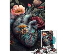 Puzzle per ragazzi da 1000 pezzi Cuore umano con fiori Puzzle per adulti Gioco pratico di analisi e logica Regalo di compleanno e unico (Dimensioni 38x26cm)