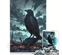 Puzzle per ragazzi da 1000 pezzi Custode delle anime perdute︰ Corvo dagli occhi azzurri giochi educativi decorazione murale con poster abbinato e foglio di curiosità 38x52cm