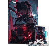 Puzzle per ragazzi da 1000 pezzi Cyberpunk Samurai Girl gioco di assemblaggio per stimolare la mente e decorare la parete adatto a ragazzi dai 14 anni in su (38x52cm)