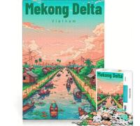 Puzzle per ragazzi da 1000 pezzi del Delta del Mekong, gioco impossibile, regalo di compleanno, con poster abbinato e foglio di curiosità 38x26cm
