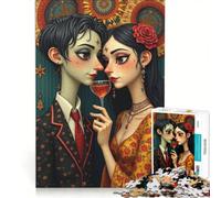 Puzzle per ragazzi da 1000 pezzi di Gustav Klimt e Tim Burton, gioco fai-da-te, migliora la memoria, con poster e foglio di curiosità abbinati 50x75cm