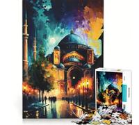 Puzzle per ragazzi da 1000 pezzi di Santa Sofia a Istanbul, gioco interattivo, attività divertenti da fare a casa, con poster abbinato e foglio di curiosità 38x52cm