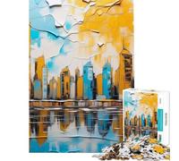 Puzzle per ragazzi da 1000 pezzi dipinto astratto di paesaggio urbano con riflessi difficile e stimolante gioco per famiglie adatto a persone dai 14 anni in su (38x52cm)